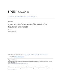 Applications of Nanoporous Materials in Gas Separation and Storage Amit Sharma Amit7201@Gmail.Com