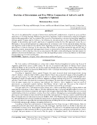 Doctrine of Determinism and Free Will in Conjunction of Ash'ari's and St Augustine's Opinions