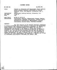 DOCUMENT RESUME ED 080 566 TM 003 072 TITLE Changes In