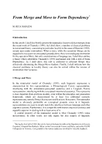 From Merge and Move to Form Dependency*