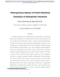 Heterogeneous Impacts of Protein-Stabilizing Osmolytes On
