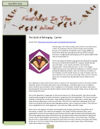 In This Issue: the Quilt of Belonging ‐ Carrier