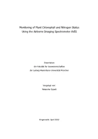 Monitoring of Plant Chlorophyll and Nitrogen Status Using the Airborne Imaging Spectrometer AVIS