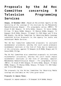 Proposals by the Ad Hoc Committee Concerning 9 Television Programming Services