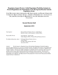 Regulatory Impact Review / Initial Regulatory Flexibility Analysis to Amend Regulations for Participants in the Bering Sea/Aleutian Islands Regulatory Areas