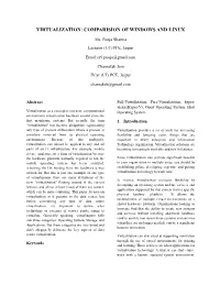 Virtualization: Comparision of Windows and Linux