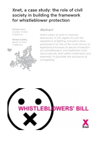 Xnet, a Case Study: the Role of Civil Society in Building the Framework for Whistleblower Protection