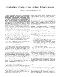 Evaluating Engineering System Interventions