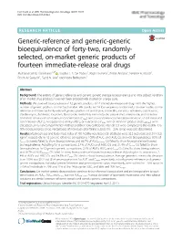 Generic-Reference and Generic-Generic Bioequivalence of Forty-Two, Randomly-Selected, On-Market Generic Products of Fourteen