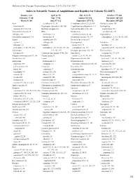 Index to Scientific Names of Amphibians and Reptiles For