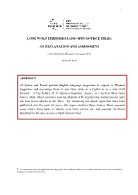 Lone Wolf Terrorism and Open Source Jihad: an Explanation and Assessment