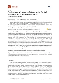 Predominant Mycotoxins, Pathogenesis, Control Measures, and Detection Methods in Fermented Pastes