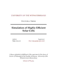 Simulation of Highly Efficient Solar Cells