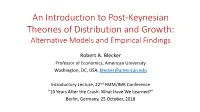 An Introduction to Post-Keynesian Models of Distribution and Growth
