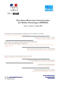 Deuxièmes Rencontres Internationales Des Médias Numériques (DRIMN)