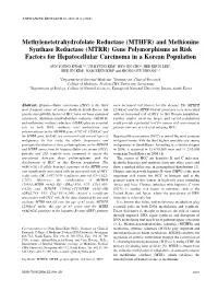 MTHFR) and Methionine Synthase Reductase (MTRR