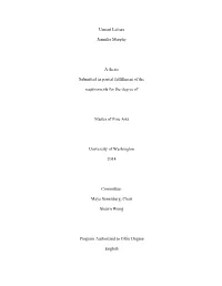 Unsent Letters Jennifer Murphy a Thesis Submitted in Partial Fulfillment of the Requirements for the Degree of Master of Fine A