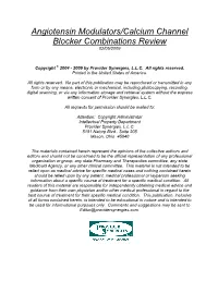 Angiotensin Modulators/Calcium Channel Blocker Combinations Review 02/05/2009