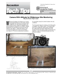 Camera with Altitude for Wilderness Site Monitoring Mary Ann Davies, Project Leader