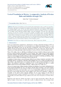 Lexical Translation in Movies: a Comparative Analysis of Persian Dubs and Subtitles Through CDA
