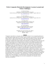 NASA Composite Materials Development: Lessons Learned and Future Challenges