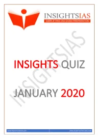 Insights January 2020 Current Affairs Quiz Compilation