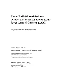Phase II GIS-Based Sediment Quality Database for the St. Louis River Area of Concern (AOC)