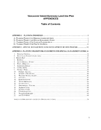 Vancouver Island Summary Land Use Plan Appendix