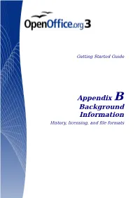 Background Information History, Licensing, and File Formats Copyright This Document Is Copyright © 2008 by Its Contributors As Listed in the Section Titled Authors
