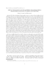 Diet of the Mohave Ground Squirrel (Xerospermophilus Mohavensis) in Relation to Season and Rainfall
