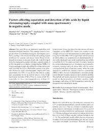 Factors Affecting Separation and Detection of Bile Acids by Liquid Chromatography Coupled with Mass Spectrometry in Negative Mode