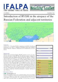 Introduction of RVSM in the Airspace of the Russian Federation and Adjacent Territories