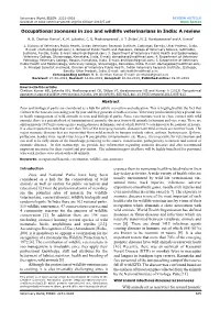 Occupational Zoonoses in Zoo and Wildlife Veterinarians in India: a Review