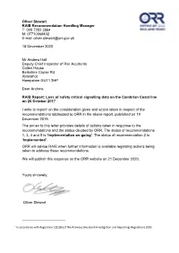 RAIB Report: Loss of Safety Critical Signalling Data on the Cambrian Coast Line on 20 October 2017