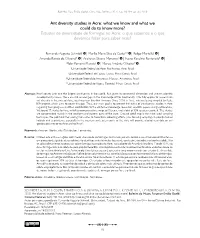 Ant Diversity Studies in Acre