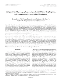 Cytogenetics of Gymnogeophagus Setequedas (Cichlidae: Geophaginae), with Comments on Its Geographical Distribution
