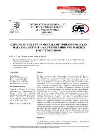 Definitions, Premiership and Foreign Policy Decisions