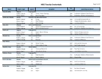 MSC Faculty Credentials Page 1 of 17
