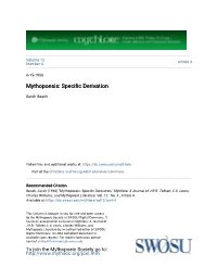 Mythopoesis: Specific Derivation