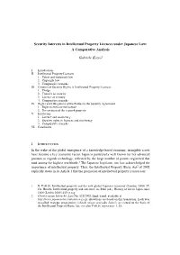 Security Interests in Intellectual Property Licences Under Japanese Law: a Comparative Analysis