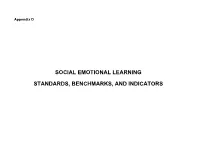 Social Emotional Learning Standards, Benchmarks, and Indicators