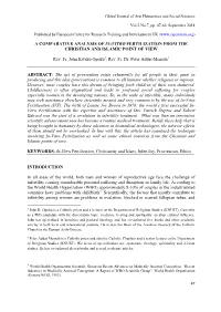 A Comparative Analysis of In-Vitro Fertilization from the Christian and Islamic Point of View
