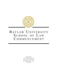 Commencement Program Baylor University School of Law