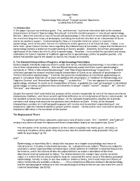 Gavagai Redox Or ―Epistemology Naturalized‖ Through Lockean Spectacles (Undetached Draft Parts) 1.) Introduction in This