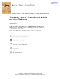 Kenyan Somalis and the Question of Belonging