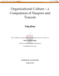 Organisational Culture – a Comparison of Naspers and Tencent