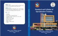 Standard and Syllabus of Specialization Training