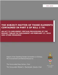 The Subject-Matter of Those Elements Contained in Part 5 of Bill C-74