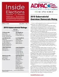 2018 Gubernatorial Overview: Democrats Rising