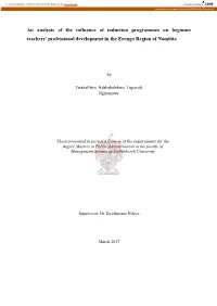 An Analysis of the Influence of Induction Programmes on Beginner Teachers’ Professional Development in the Erongo Region of Namibia